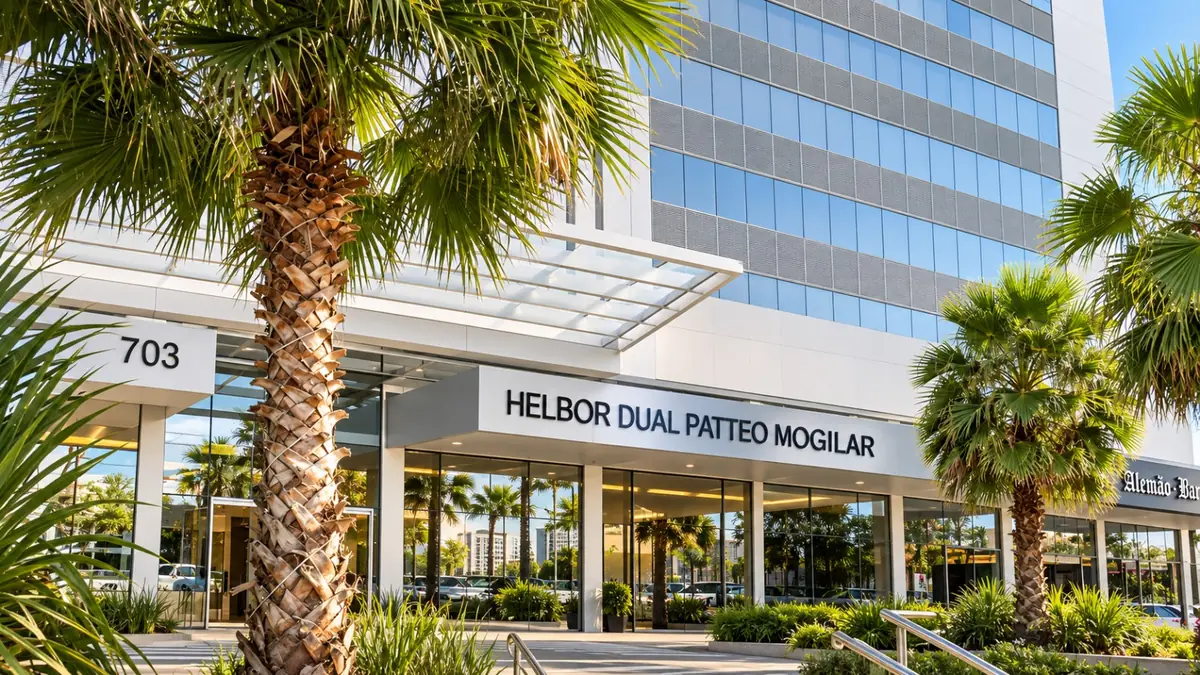 Fachada do Helbor Dual Patteo Mogilar, onde fica a Daher Petrone Odontologia